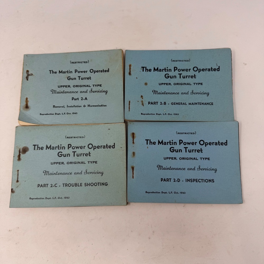 1943 Martin Power Operated Gun Turret Manuals WWII War Dept Film Strip Set 4